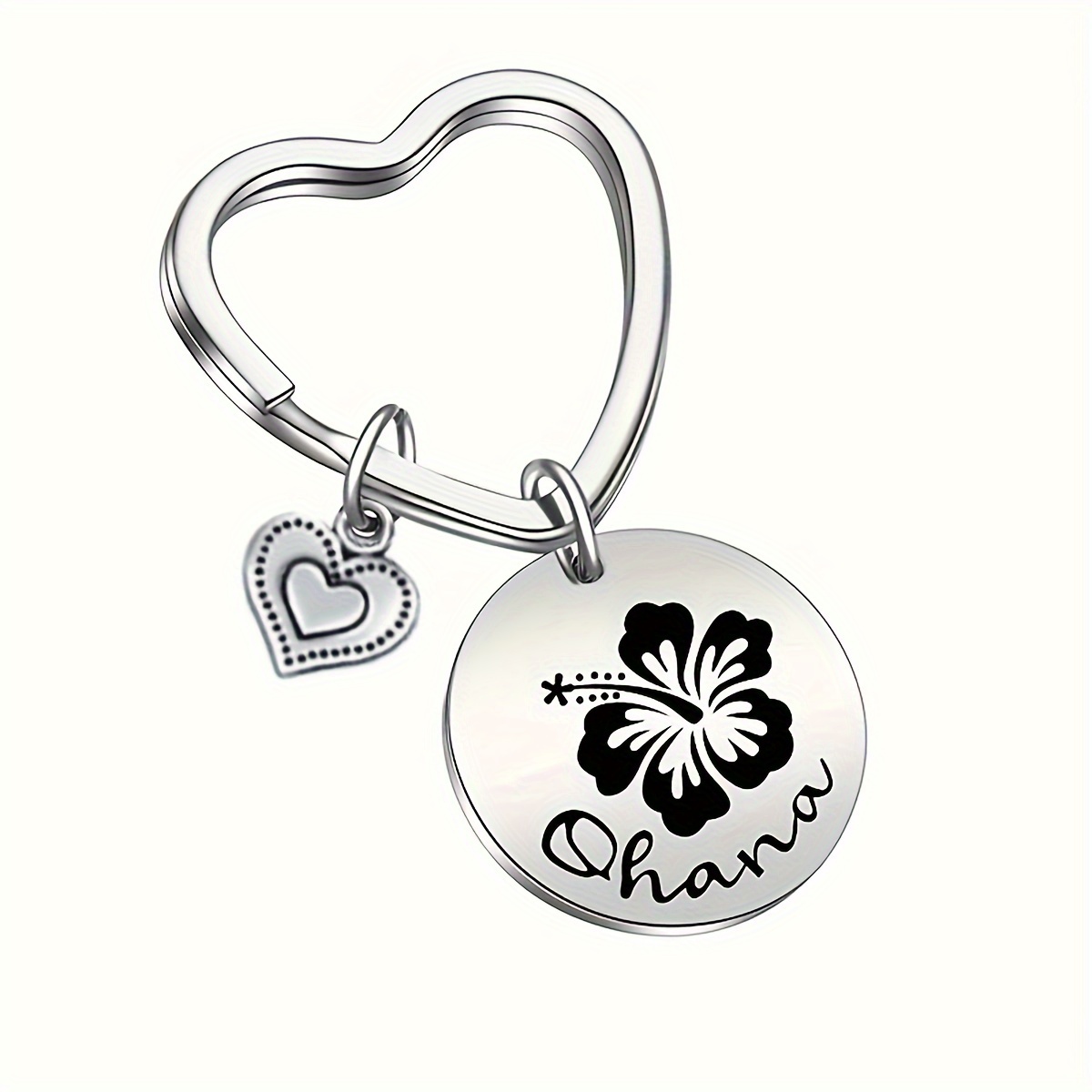 

1pc/3pcs/5pcs, Stainless Steel Round Keychain For Women, With Heart Carving, And Flower, Car Keychain Accessories