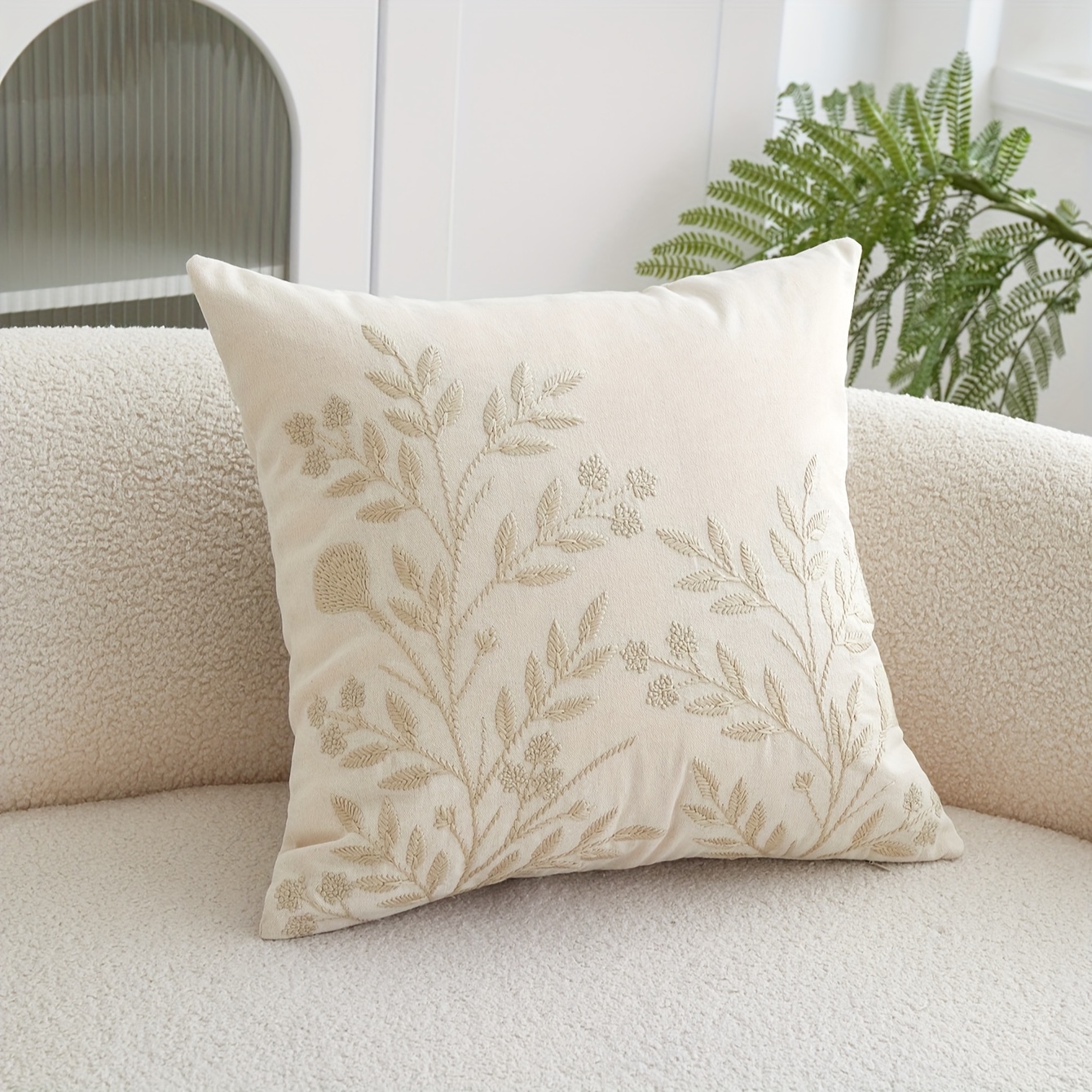 Image of Multicolored Leaf 3d Embroidered Pillow Cover For Spring And Summer, Perfect For Home Decor In Living Rooms, Bedrooms, And Parties
