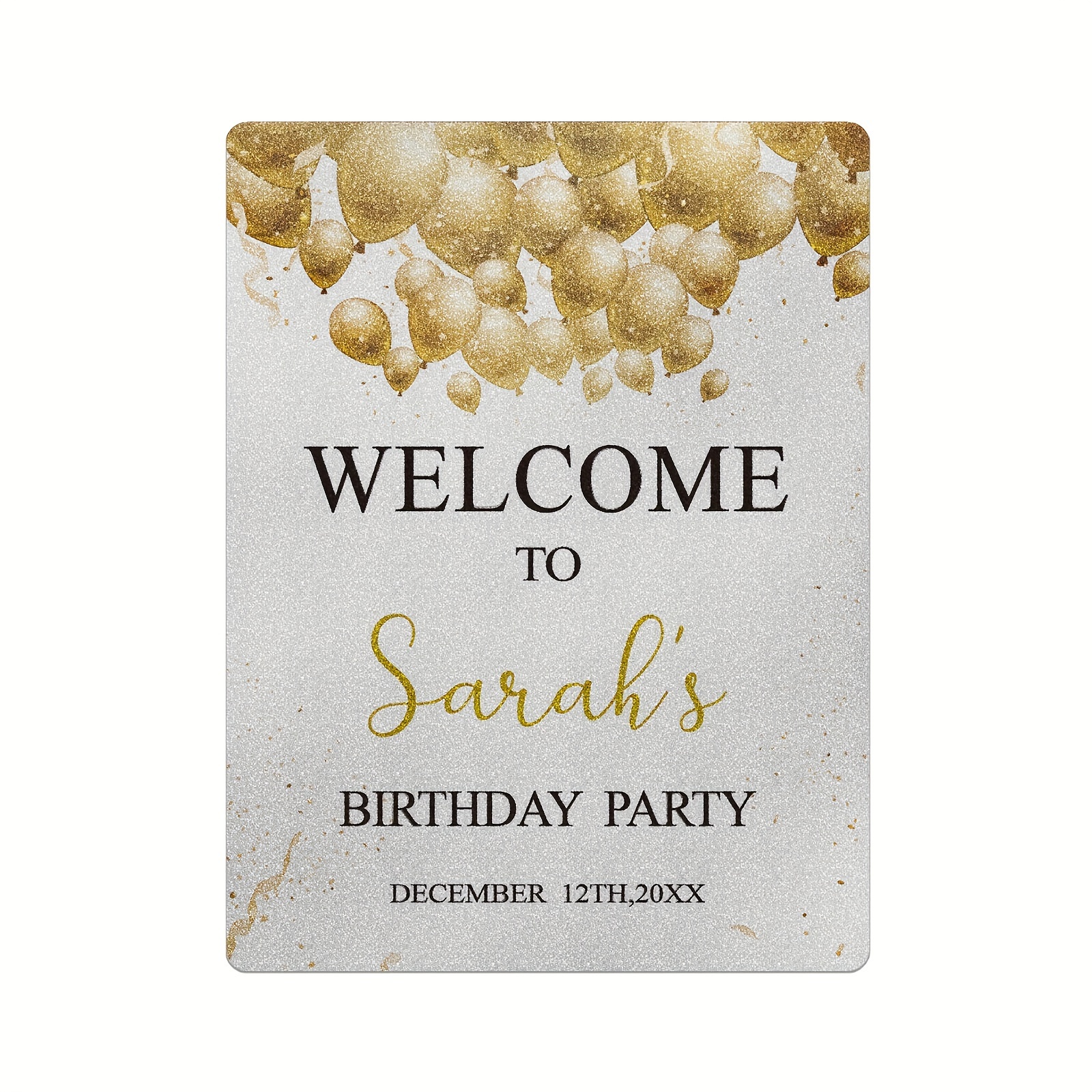 [2d Flat] [customization] 1pc Personalized Happy Birthday Holiday Party Custom Logo Indoor Outdoor Decor Silvery Shimmering Surface Wedding Welcome Sign Bride Gift Party