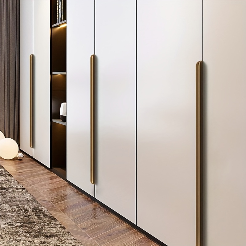 TEMU 2pcs 100cm/39in Ultra Long Aluminum Alloy Material, Sealing, Invisible Side Installation, Long Brushed Golden And Black Cabinet Wardrobe Door