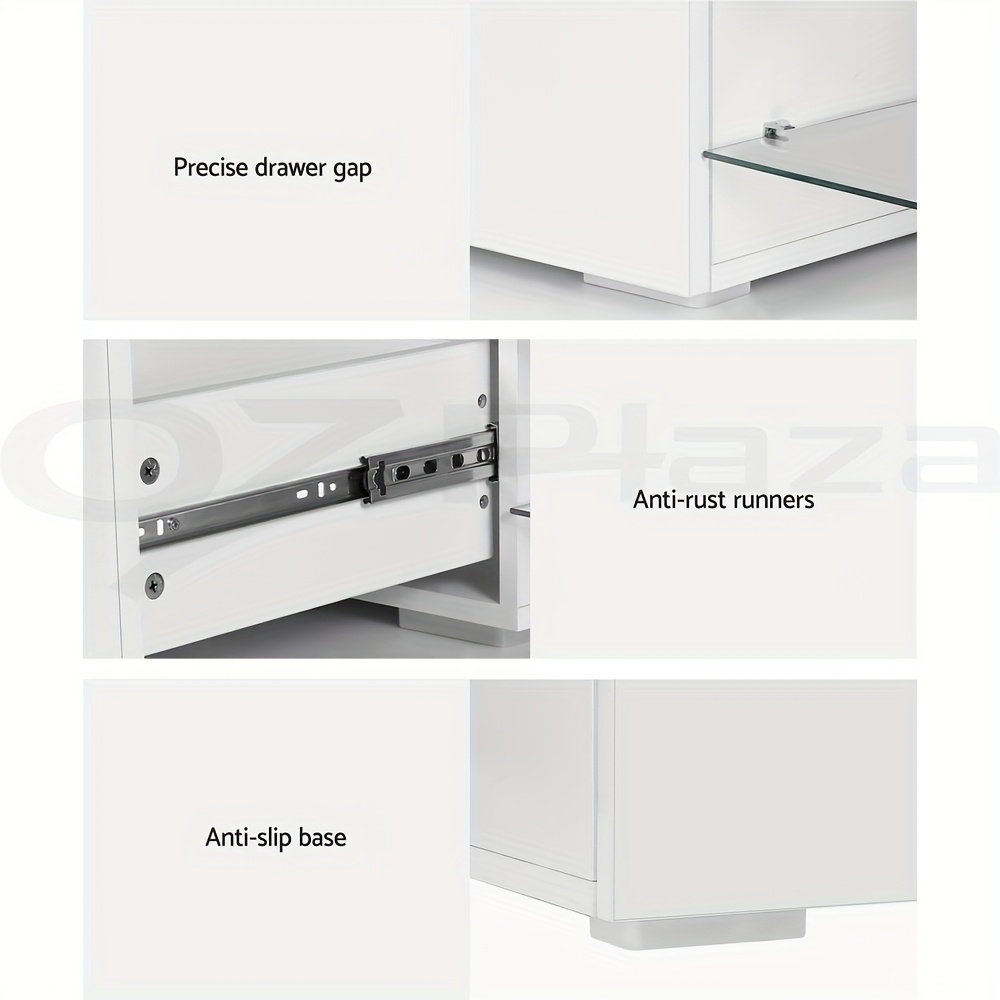   tv unit cabinet entertainment units wood stand table cabinets storage shelf organiser cupboard   room bedroom furniture with 3   drawer high gloss white Product details 5
