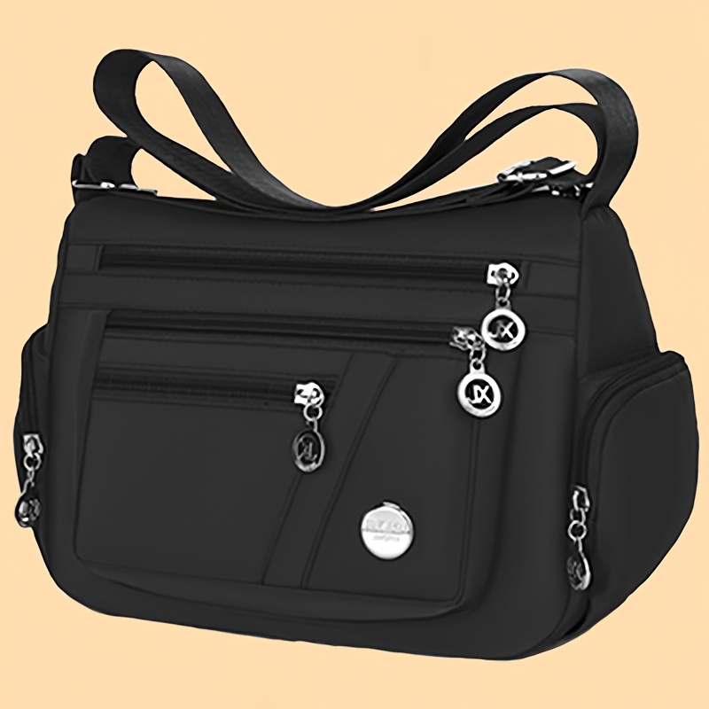 lightweight nylon womens shoulder bag with adjustable strap multi compartment travel everyday purse zipper closure durable polyester lining sleek   for middle aged elderly women crossbody purse versatile carryall secure zipper closure 0