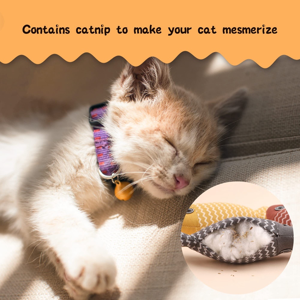 3pcs cat toys fish crinkle sound pet herb toys   interactive kitten exercise   toys for indoor cats for all breeds   stimulation feline enrichment fishshaped toys crinkle texture durable linen handcrafted details pet herbinfused Product details 0