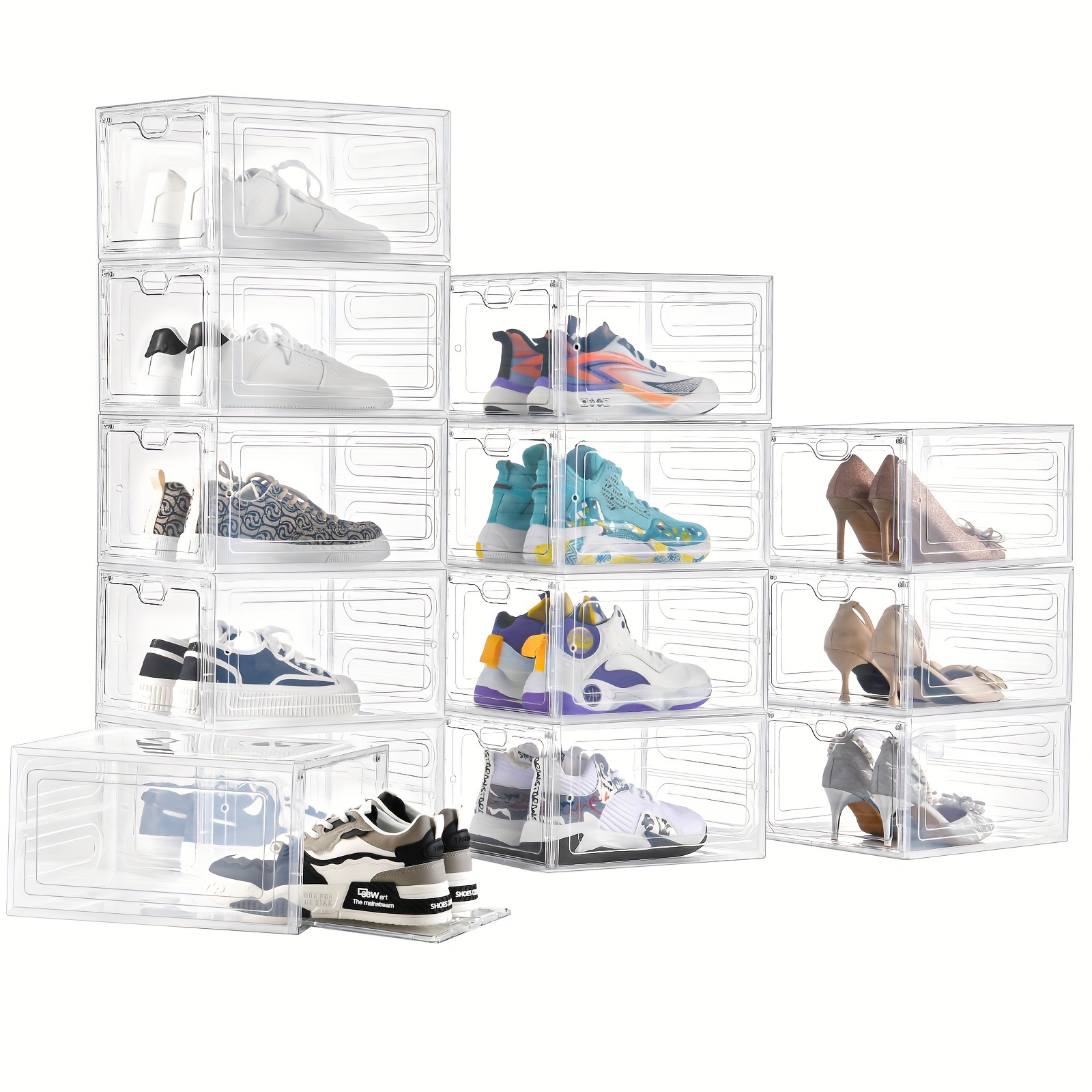 

6/12 Pack Shoeboxes, Stackable Clear Shoeboxes, Boxes For Closets, Shoe Display Cabinets, Sneaker Boxes, Storage Boxes For Organizing