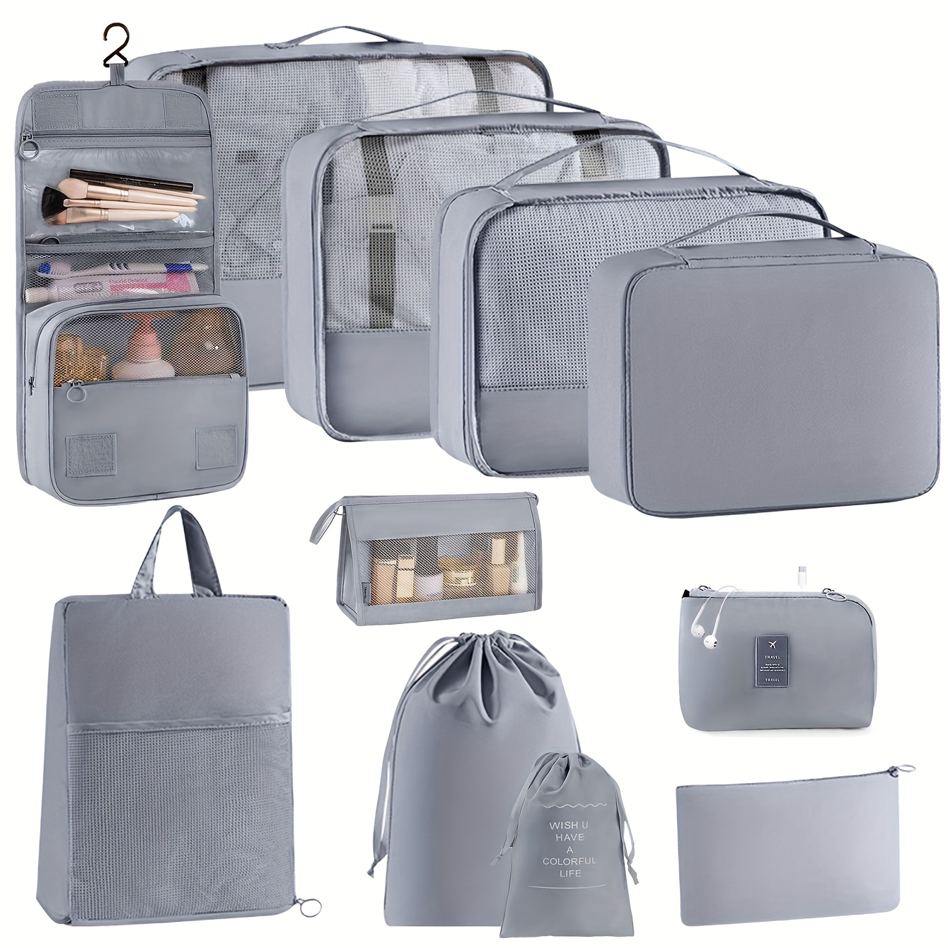 New Travel Organizer 11pcs Set, Zipper Closure, Durable Polyester - Suitable for Various Luggage Organization - Efficient Storage Travel Organizer, Luggage Organizer Bag | Vibrant Travel Set | Travel Essentials Set