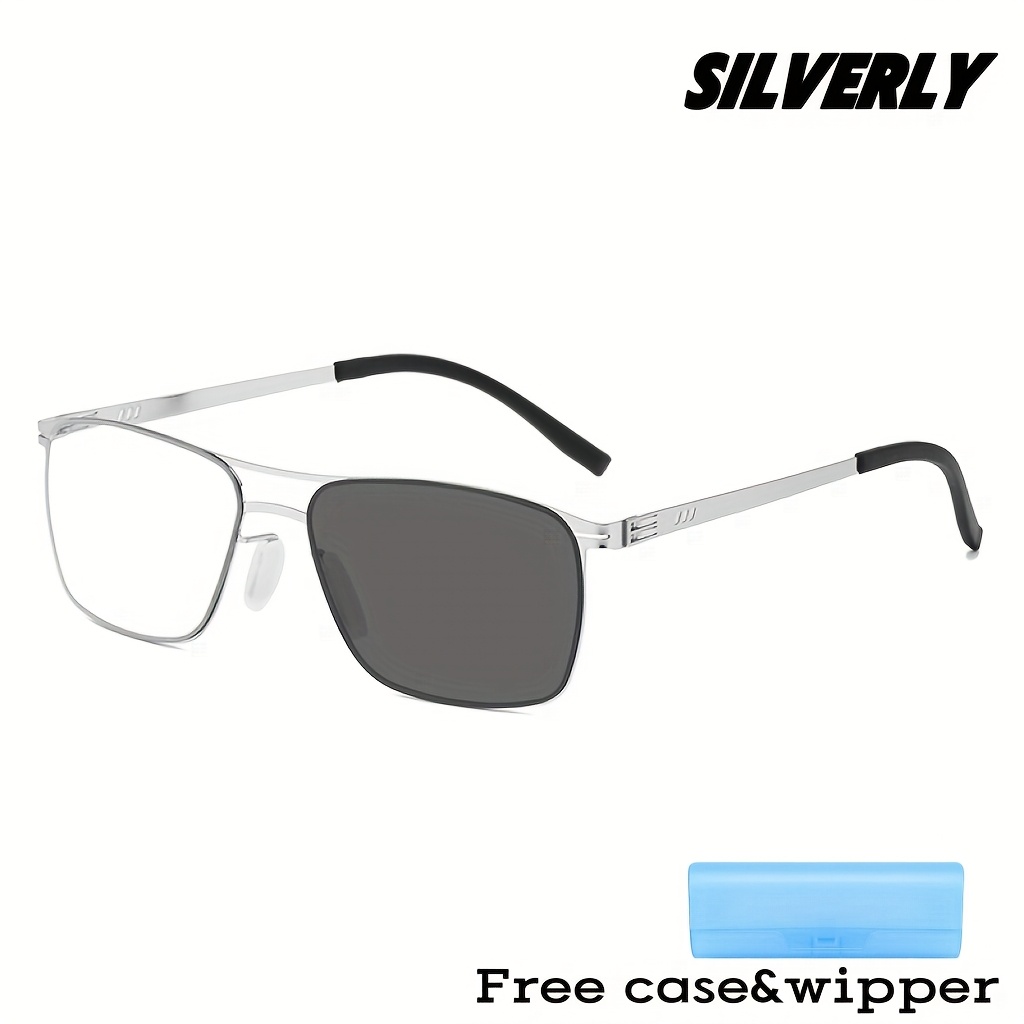 TEMU Purong Photochromic Glasses With Protection & -radiation Technology, Auto-tinting Lenses, , Interchangeable Resin Lenses, Square Frame For ,