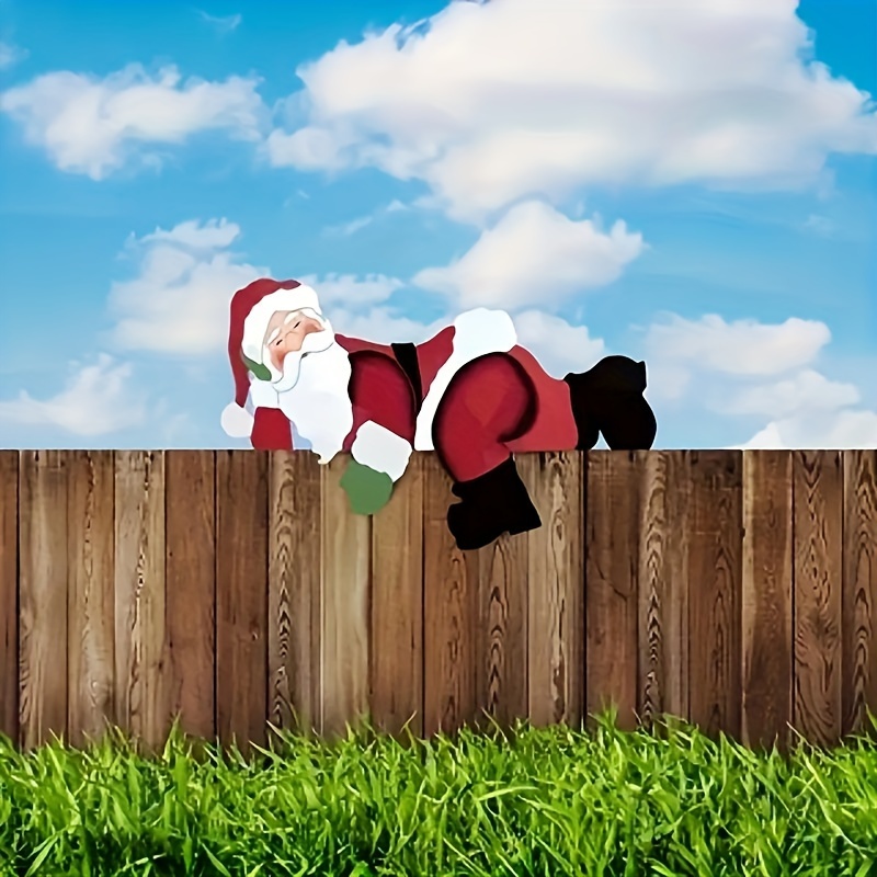 

Christmas Santa Fence Peeker - Stake Holiday Decoration, Plastic, Wall-mounted, No Electricity Needed, Feather-free - Perfect For Christmas, , And Winter Celebrations