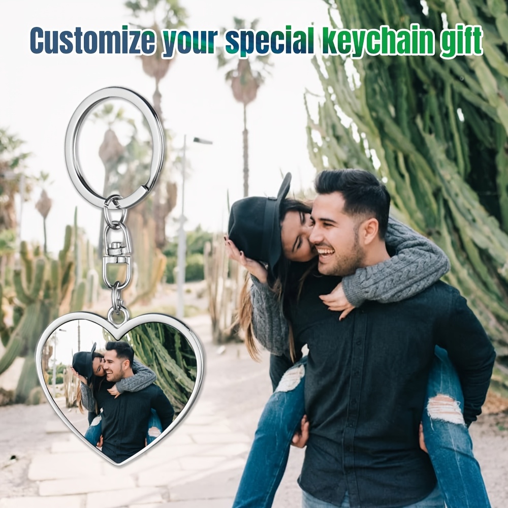 

1pc Muchkey Personalized Heart-shaped Keychain With Custom Photo, Double-sided , Split Ring Closure, Customizable Keepsake Gift