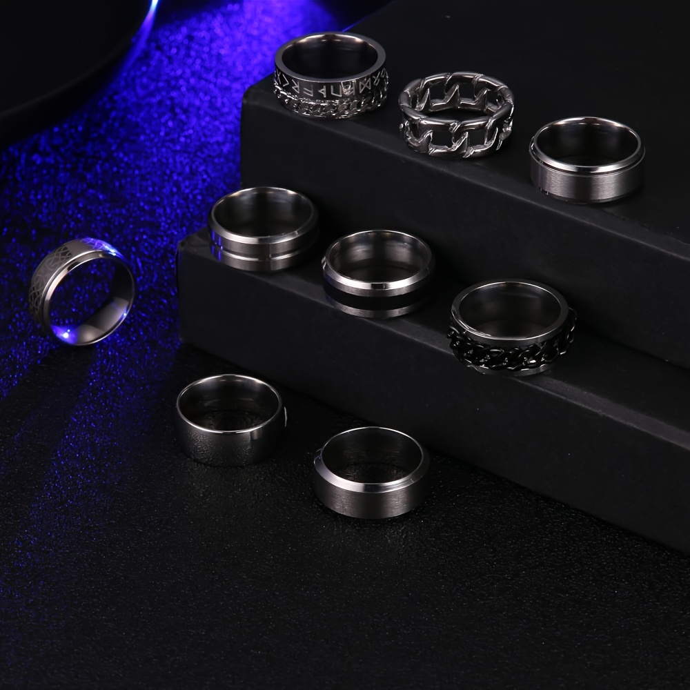 9pcs   ring gothic celtic 316l 316l stainless steel   promise jewelry, for teenager Product details 1