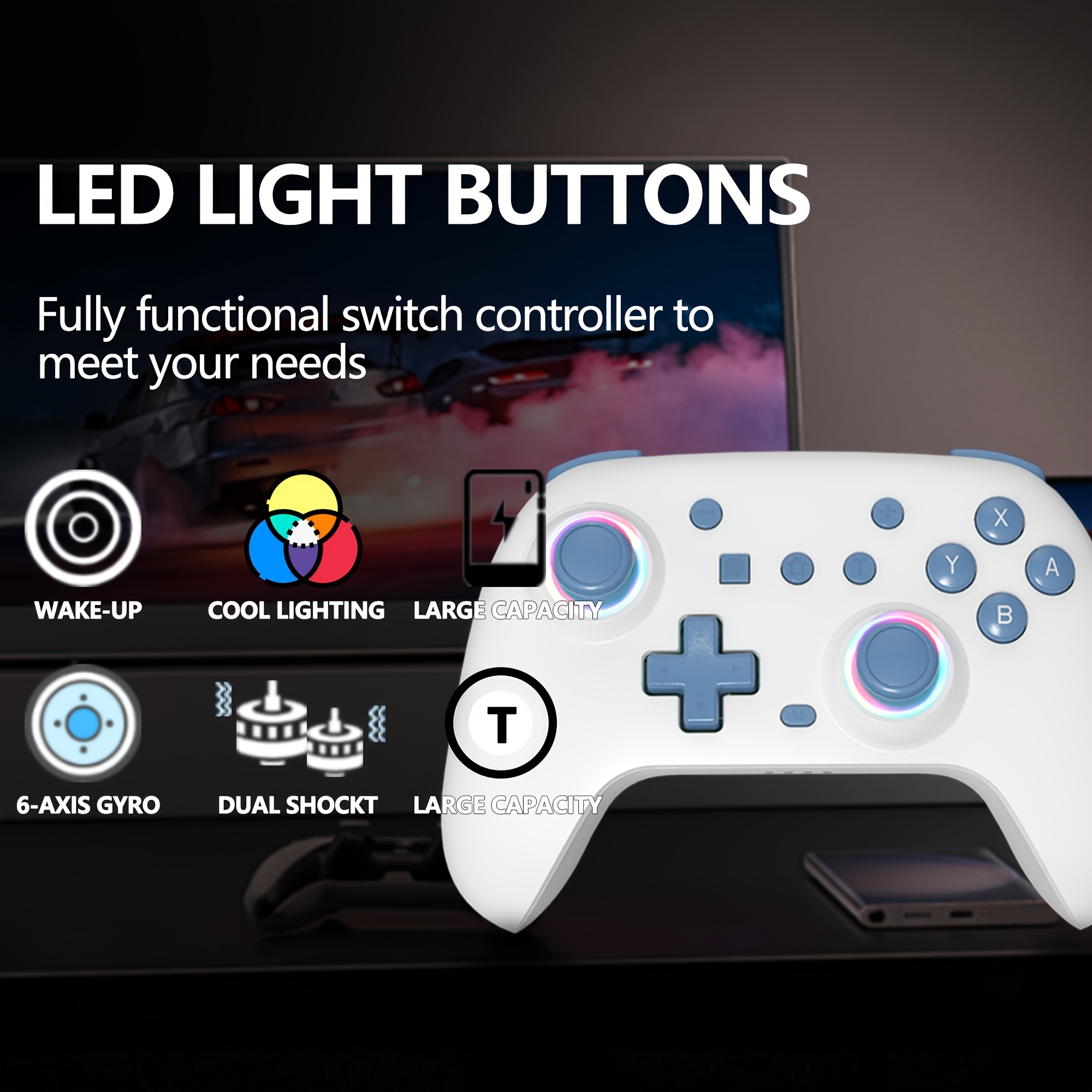 Game Controller Suitable for Nintendo Switch, Switch Lite, Switch OLED and other platforms, featuring Hall effect joysticks with RGB lighting, a perfect surprise gift for gamers