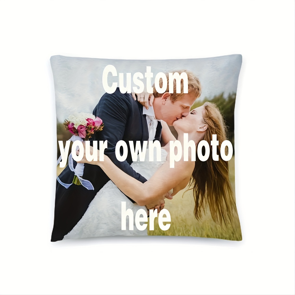 

Custom Photo 18x18 Inch Square Throw Pillow - Soft Personalized Cushion With Your Own Wedding Images, Perfect Memorable Gift For Valentine's Day And Anniversaries