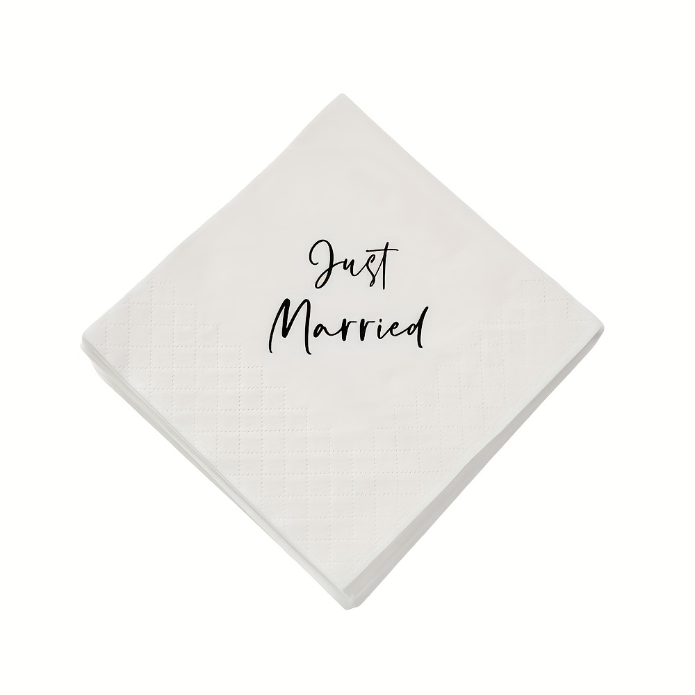 E-shop 50 Stück pro Beutel Hochzeitsdekorationen für die Braut, Einwegservietten für die Tischdeko, "Just Married", Junggesellinnenabschied, Brautparty