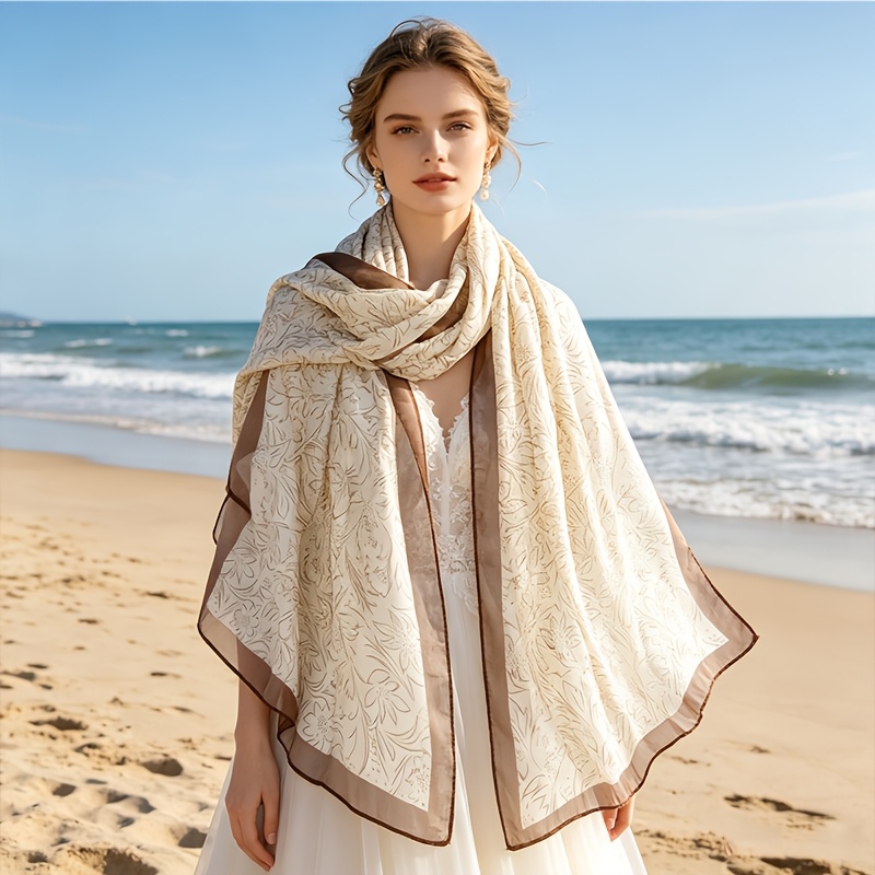 TEMU Gentle Line Printed For Women, Versatile Autumn/winter Commuter Shawl, Warm Outer Wrap For Air-conditioned Rooms, High-end Minimalist