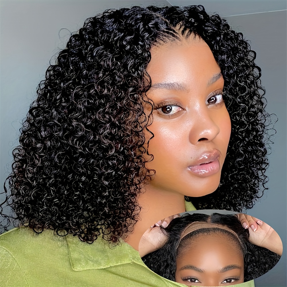 Kc Bob Brazilian Human Hair Wig 200% Density 4x4 Lace Front Short Bob 10-14 Inch Natural Black Real Human Hair Wig For - Versatile Styling Options