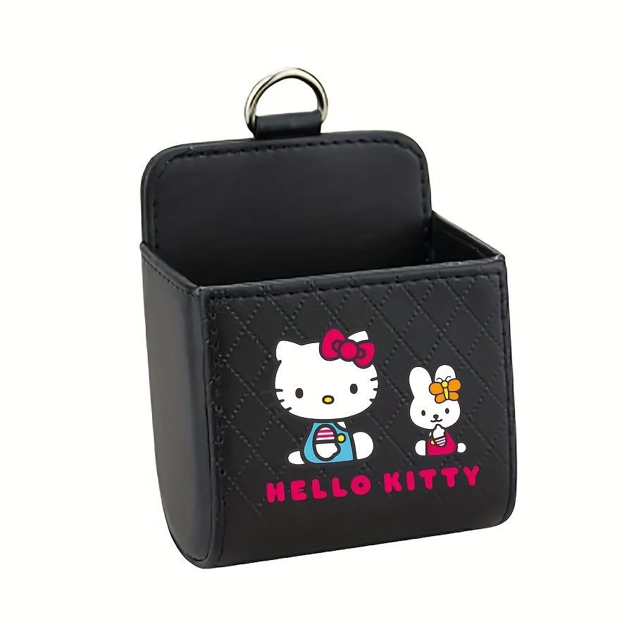 Image of 1pc Hello Kitty Car Air Vent Storage Box, Automotive Mini Storage Box, Multifunctional Mobile Phone Storage Box, Faux Leather, Car Mobile Phone Holder Car Interior Additions