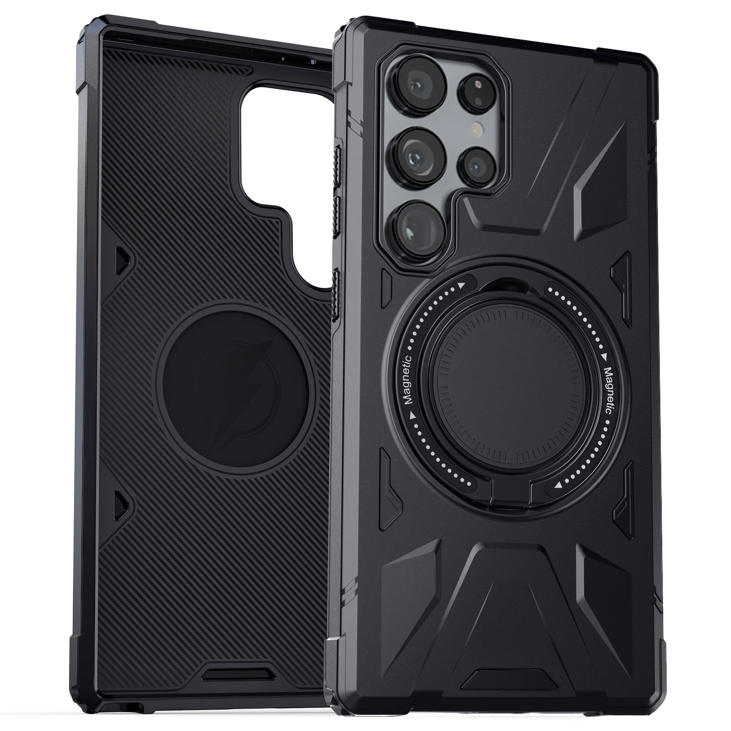 Compatible With Samsung GalaxyS24/S24+/S24 Plus/S24 Ultra 5G Hard Phone Case Shockproof Protection Magnetic Ring Kickstand Holder_voghion.com