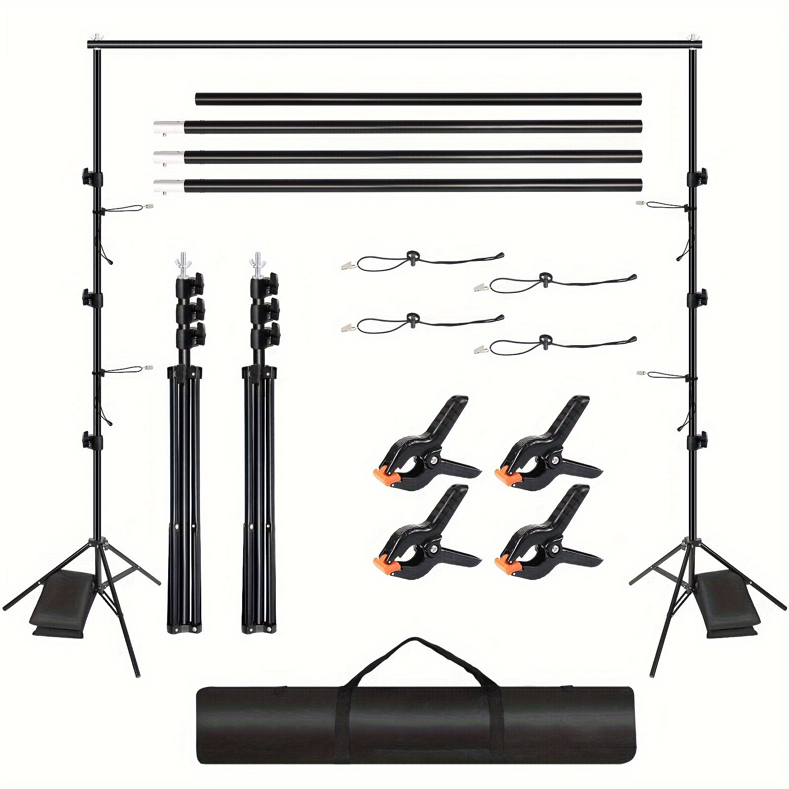Background Stand, 2.1/2.6m Adjustable Background System With Background Clip, Elastic Clip, Sandbag, Handbag, Suitable For Product Photography, Party, Birthday Gift, Wedding Photography