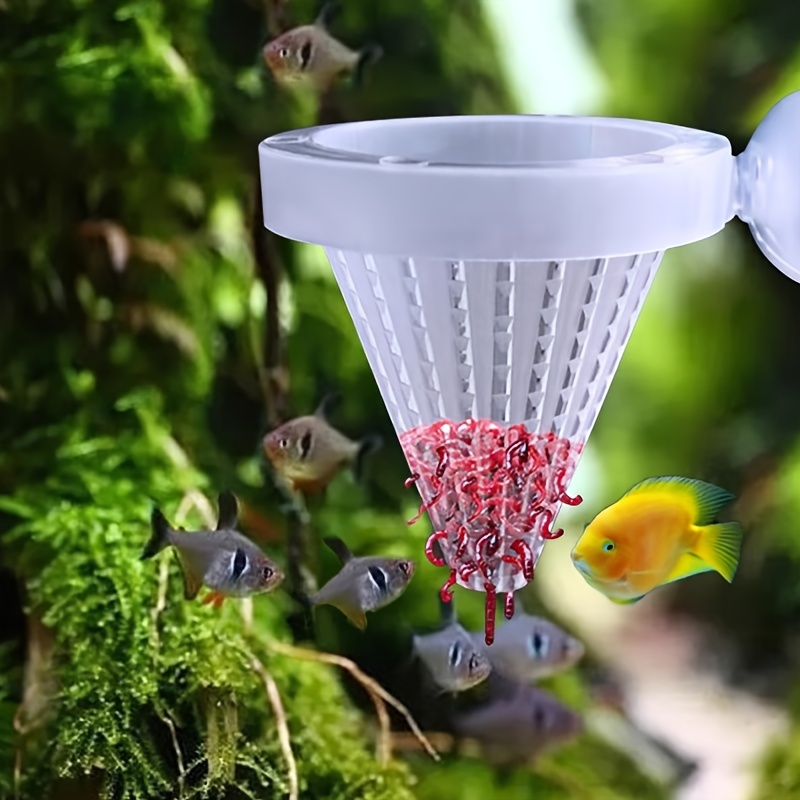 

2pcs Plastic Bloodworm Feeder Cone For Fish, Live Food Funnel With Suction Cup, Aquarium Feeding Cups, 5cm/1.97in Diameter, Transparent Fish Tank Feeders