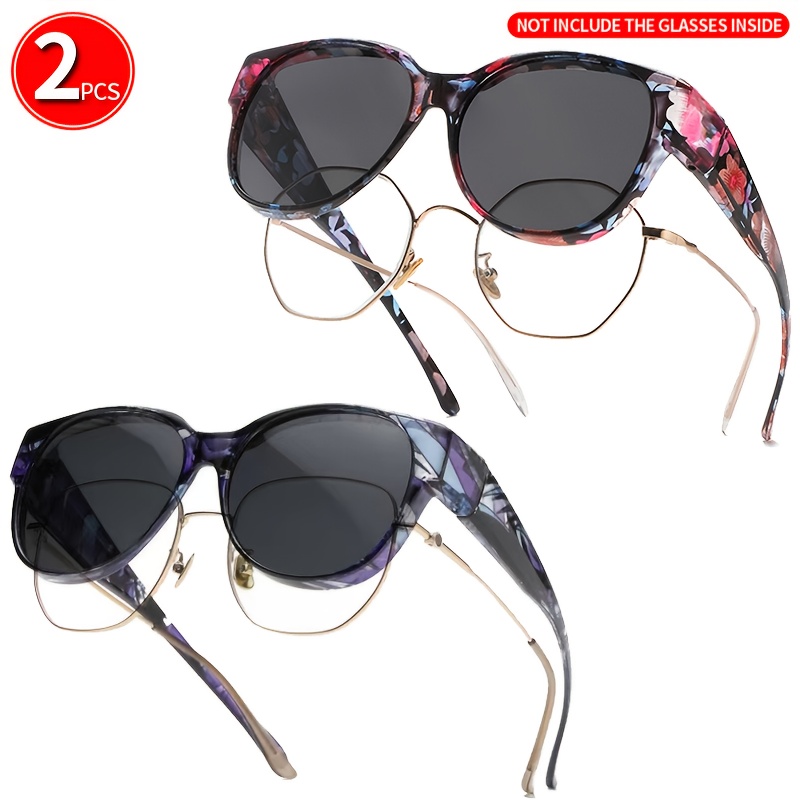 2-pack Oval Vintage Glasses Fit Over Fashion Glasses, For Men And Women Driving, Perfect Daily Wear, Photo Props, And Gift For Birthday, Valentine's Day, Christmas