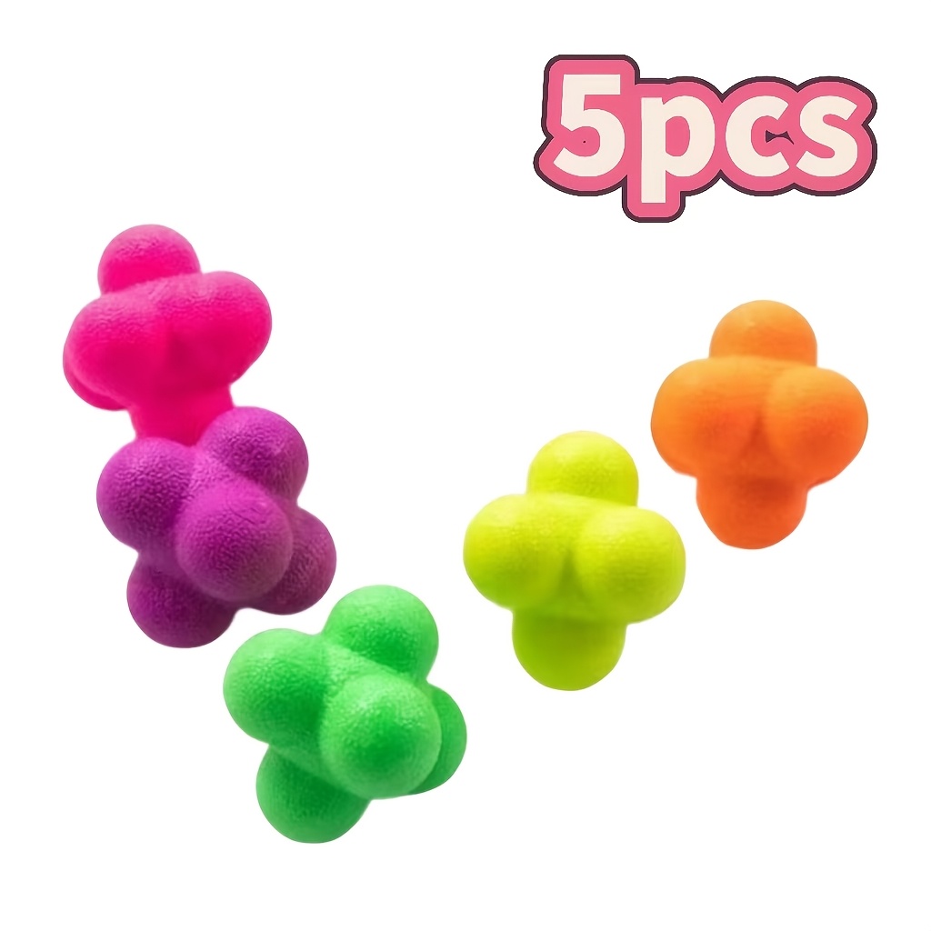 TEMU 5pcs High-difficulty Elastic Hexagon Balls, Reaction Balls, New 5 Colors, Exercise Reaction Skills, Focus, Improve , Enhance Body Coordination,