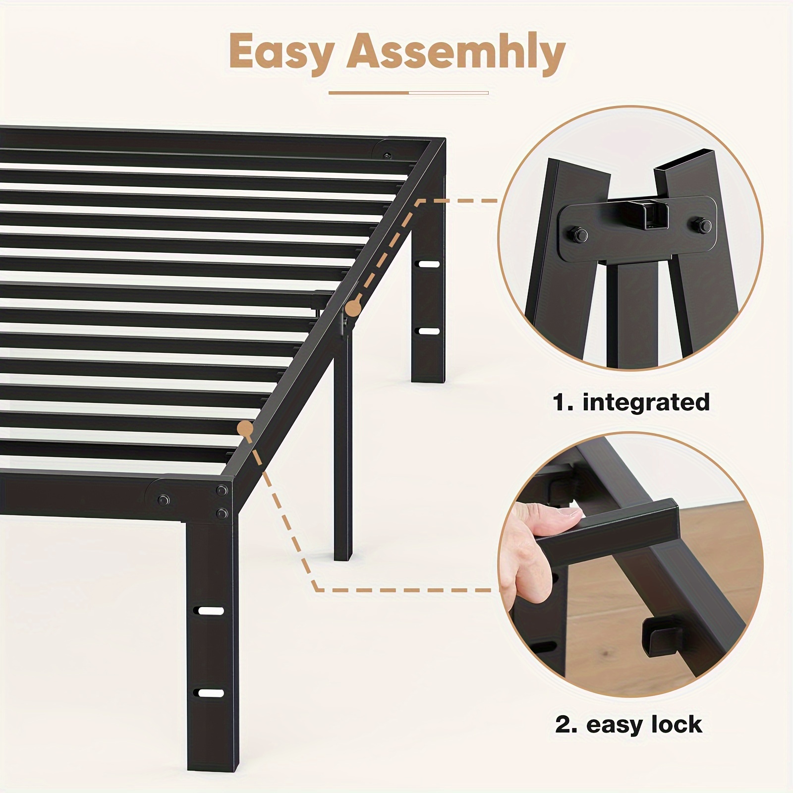 Gymax 14'' Queen Size Foldable Metal Platform Bed Mattress Foundation Tool-Free Assembly