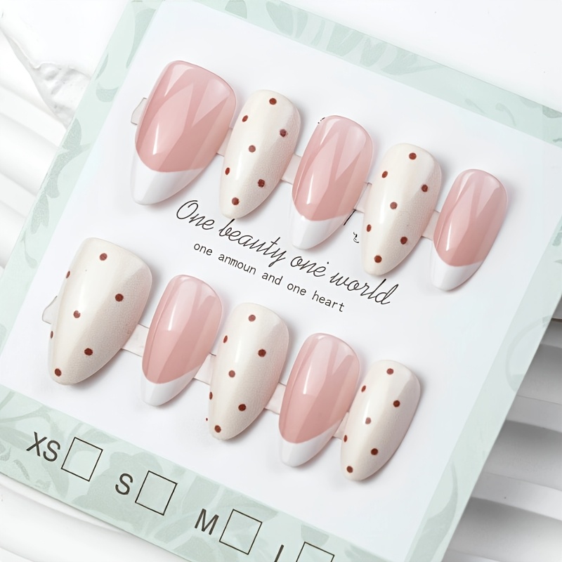 TEMU 10pcs Almond Shaped Illuminated Fake Nails Suitable For Students, Detachable Reusable Press- Nails With Glossy & , Spring For Parties, Prom,