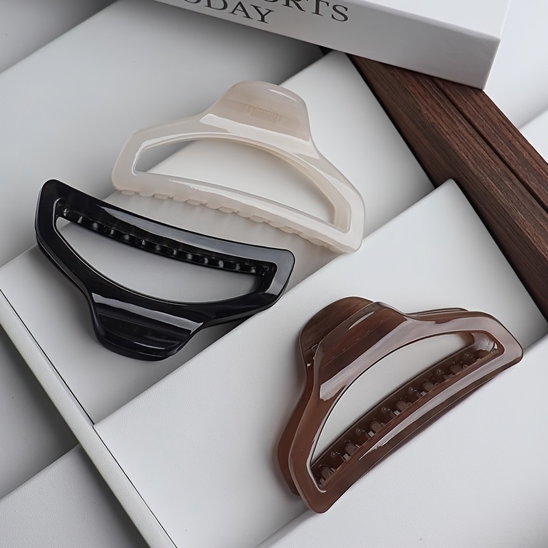 TEMU 3pcs High-end Large Shark Clip Hairpin Female Back Of Grab Clip French Hair Styling Grab Hair Additions High-end Headdress Female