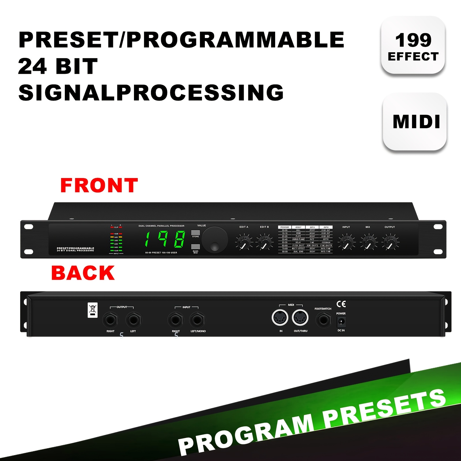 TEMU Professional Digital With 199 Sound Effects, Dsp Processor, Audio Music Processor, Equalizer, Musician's For Pursuing , Studio Equipment, Live