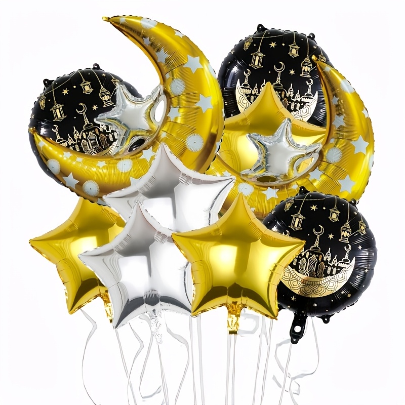 A Set Of 10 Balloons For Eid Al-fitr Celebrations, Self-sealing Aluminum Foil Balloons, Decorations And Supplies For Parties, And Balloons For Ramadan