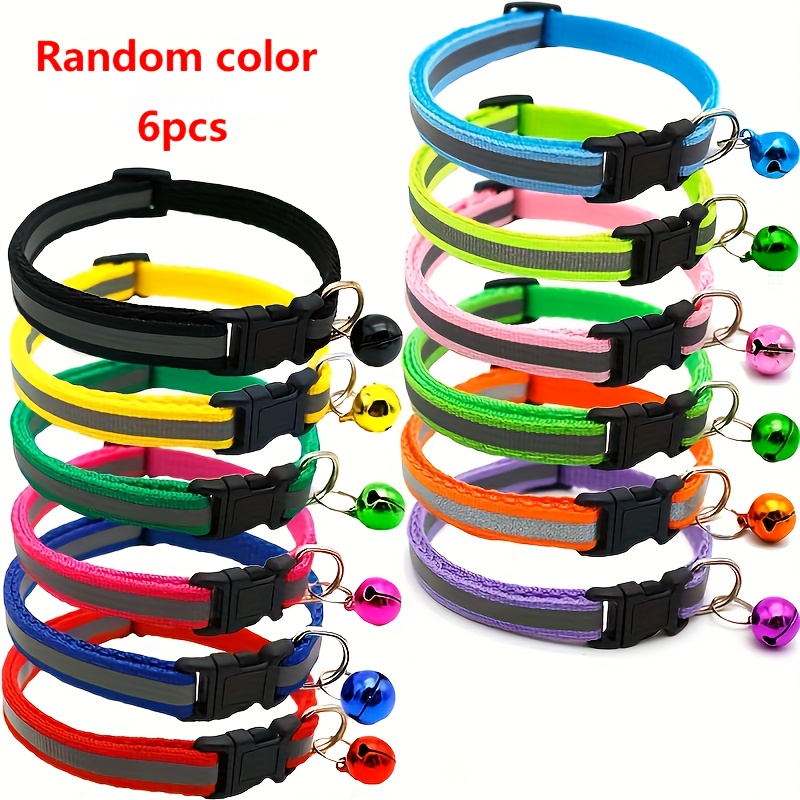 TEMU Random 12/6pcs Reflective Pet Collars, Small Collars With Bells, For Small Dogs, Puppies, Newborn Pups, This Cute And Durable Accessory Keeps