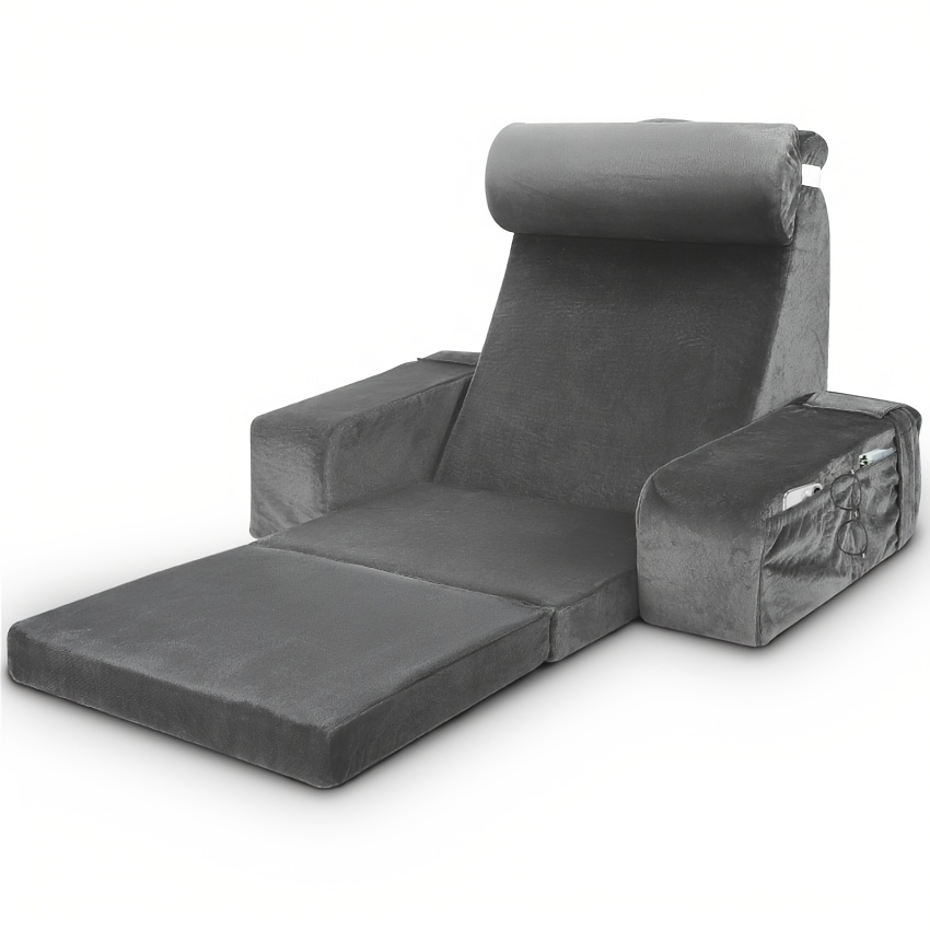 A Large Reading Pillow With Detachable Neck Support And Armrests; Specifically Designed For Adults To While Reading, And Made From Washable, Long-pile Fabric For A Comfortable Reading Experience