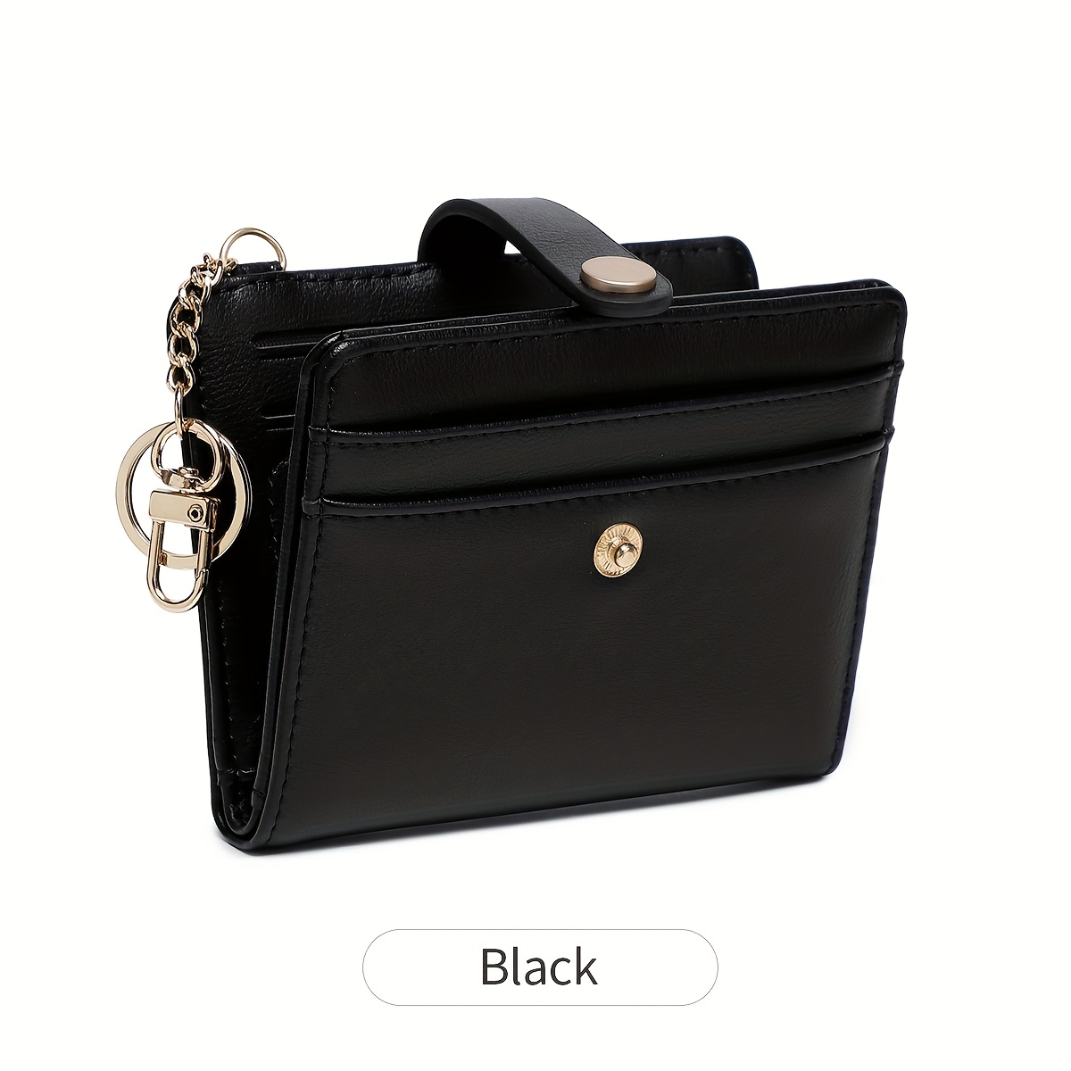 Portable Rfid Blocking Women's Minimalist Ultra-thin Double-fold Multi-card Slot Wallet, Lightweight Multifunctional Mini Short Purse With Keychain