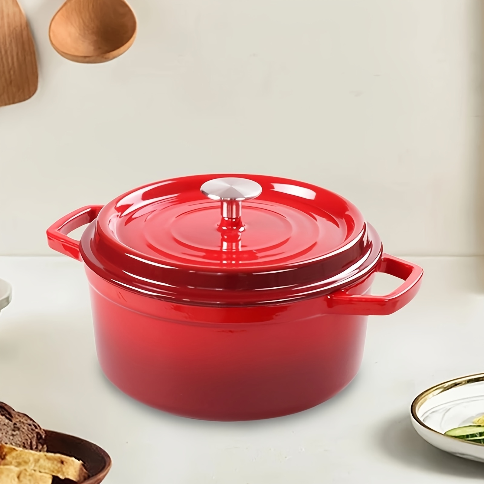 1pc cast iron stew pot 24  non stick enamel cookware induction compatible versatile for   boiling braising   household kitchen pot details 6