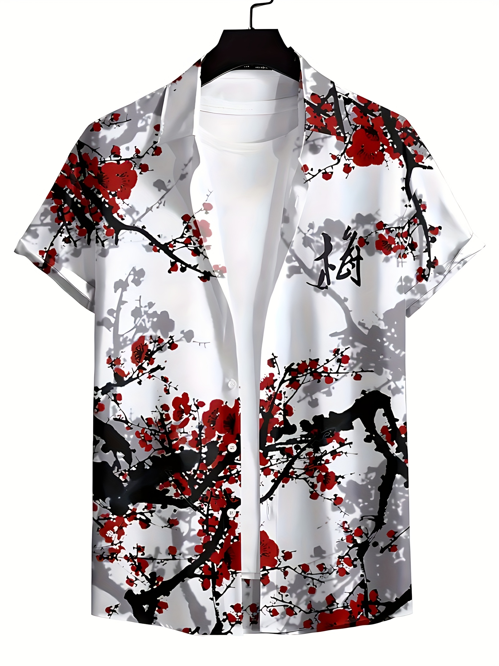 Men Summer Casual Short-Sleeve Shirt - Polyester, Regular Fit, Button-Up, Stretch, Ideal for Hiking And Weekend