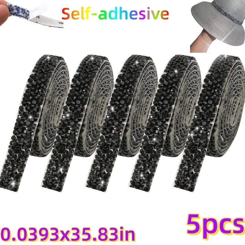 TEMU 5 Sparkling Crystal Ribbons Self-adhesive Rhinestone Ribbon Decorative Stickers For Arts And Crafts, Weddings, Parties, Cars, And Cell Phones,