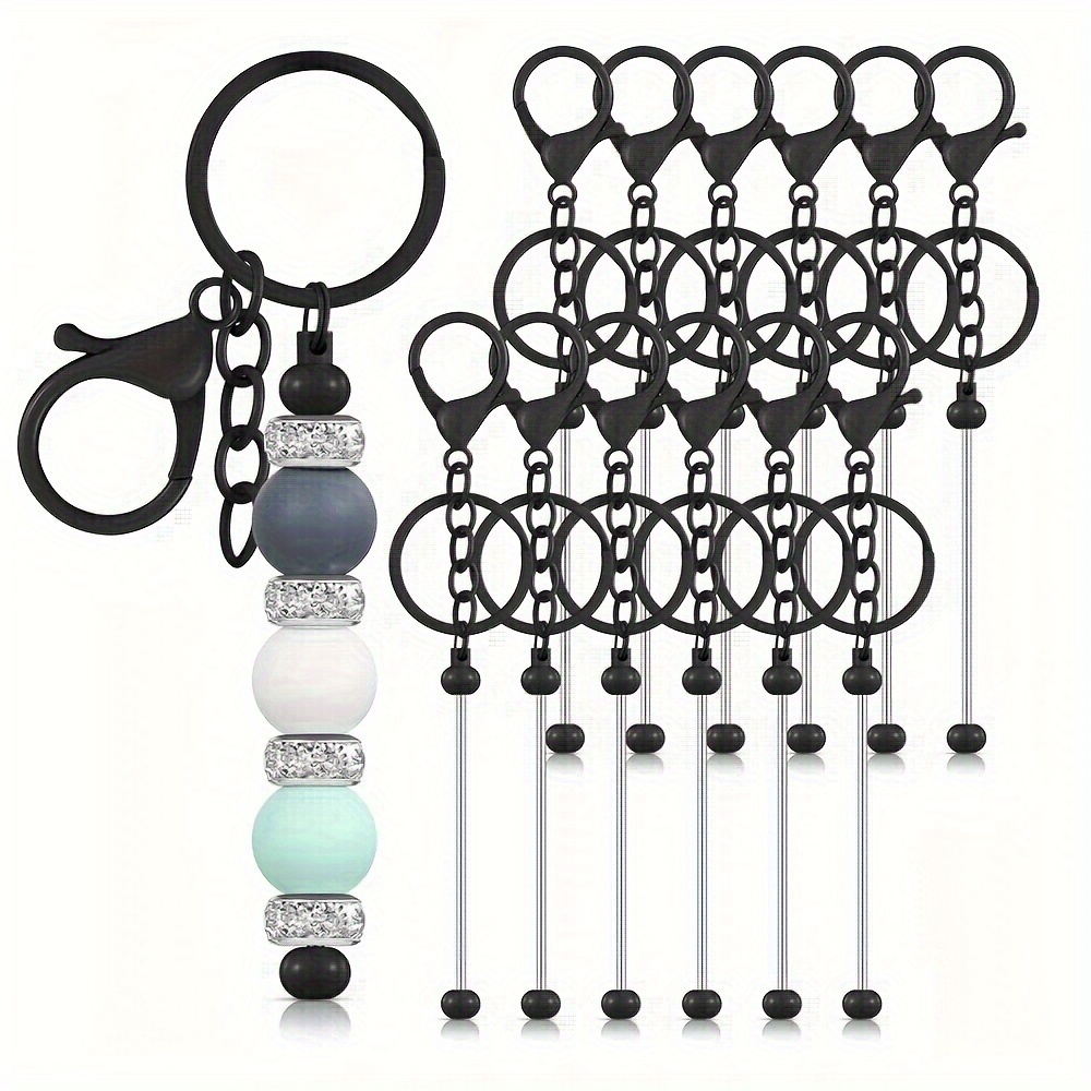 

12pcs Beadable Keychain Blanks Keychain Metal Keychain For Pendant Diy Crafts Jewelry Making