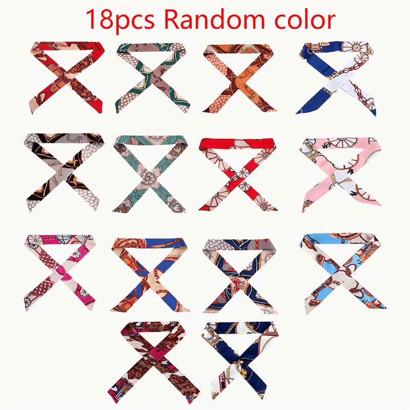 TEMU 18 pezzi di elastici per capelli lunghi con stampe , eleganti accessori casual adatti a tutti, elastici per capelli di casuale, fiocchi