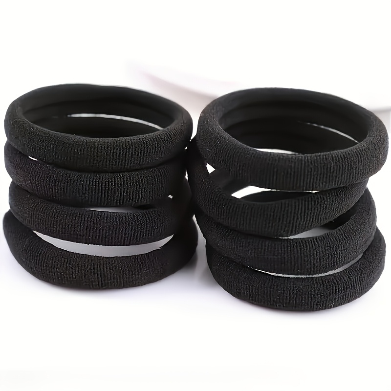 107pcs Medium Black Women's Hair Ring, High Elastic Seamless