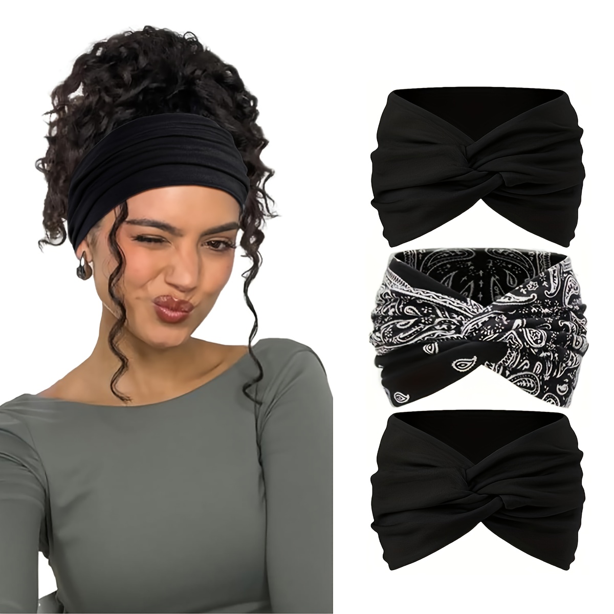 Image of 3 Women's Sports Sweatbands - Moisture-wicking Headbands For Tennis, Basketball, Running, Fitness, And Workouts
