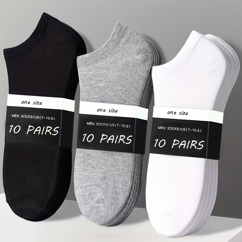 

Women's 10 Pairs Plain Thin Breathable Crew Fit Ankle Socks, Comfort Sweat-absorbing Minimalist White Socks, Anti-slip Ankle Socks, Socks, Lady Socks & Hosiery