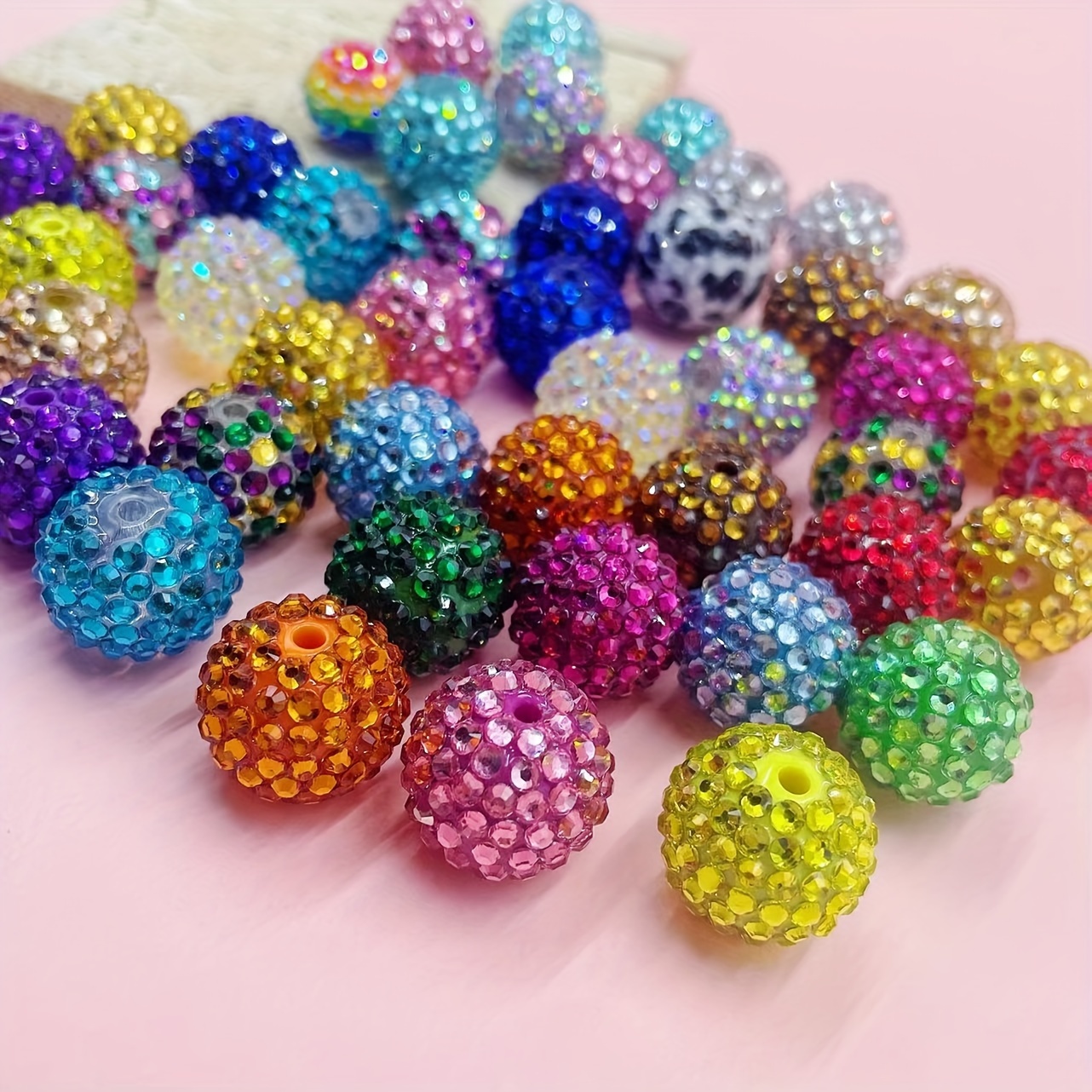 

50pcs 20mm Mix Beads Round Spacer Beads For Jewelry Bracelet Necklace Pen Bag Chain Making Crafts Supplies