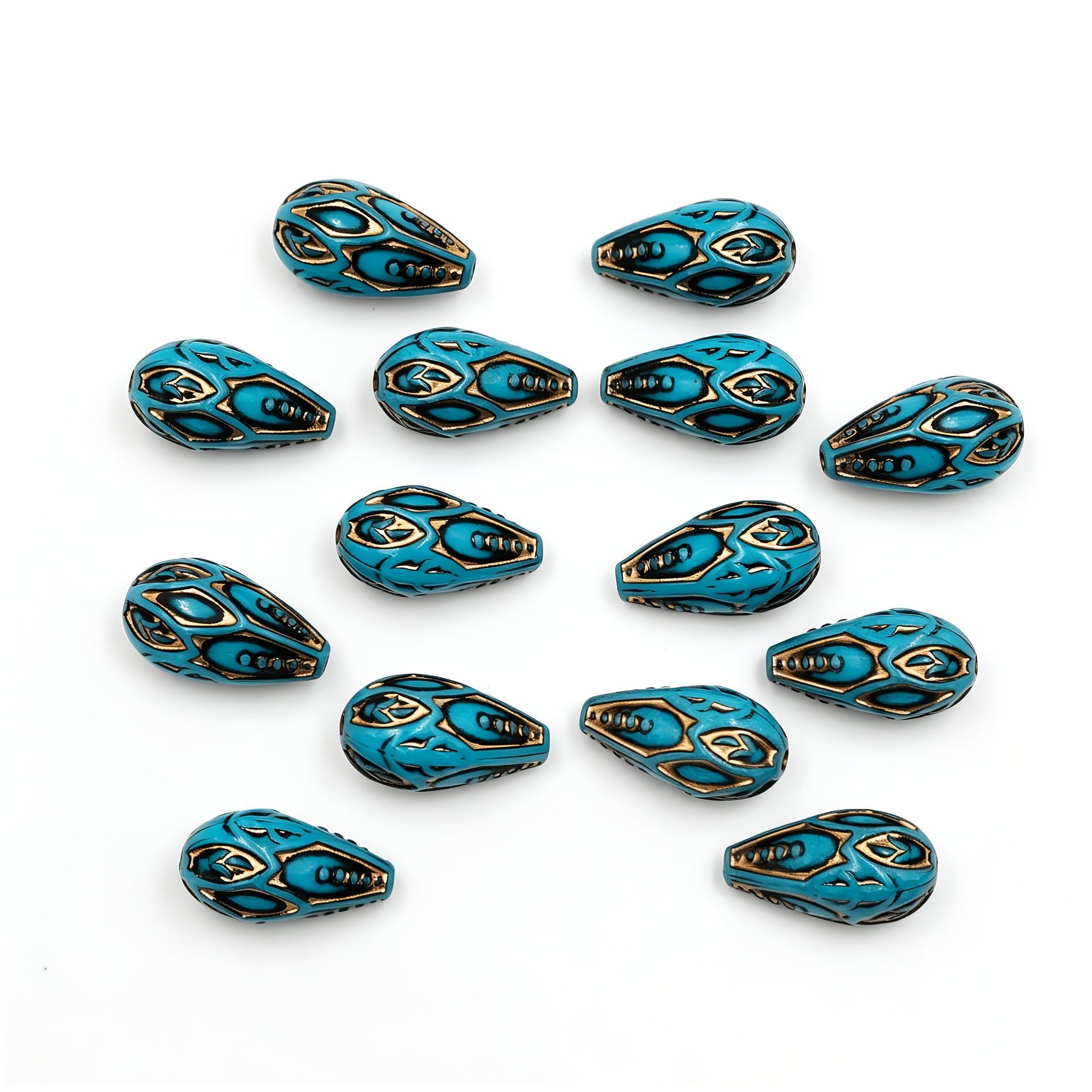 TEMU 15pcs Retro Water Drop Shape Beads Festival Dress-up Beads Fashion Beading Loose Beads - Suitable For Creative Jewelry Making, Handmade Design -