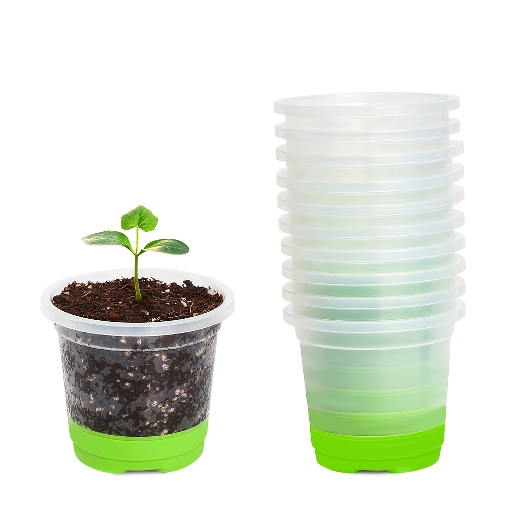 TEMU 10 Packs Of Silicone Reinforced Transparent Seedling Pots For Easy , Transparent Plastic Flower Pots, Reusable Seedling Pots, Seed Entry Pots,