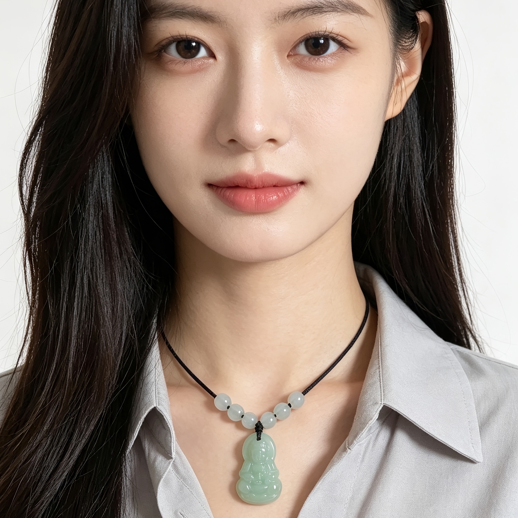 Classic Guanyin Amulet Pendant Necklace, Adjustable Length
