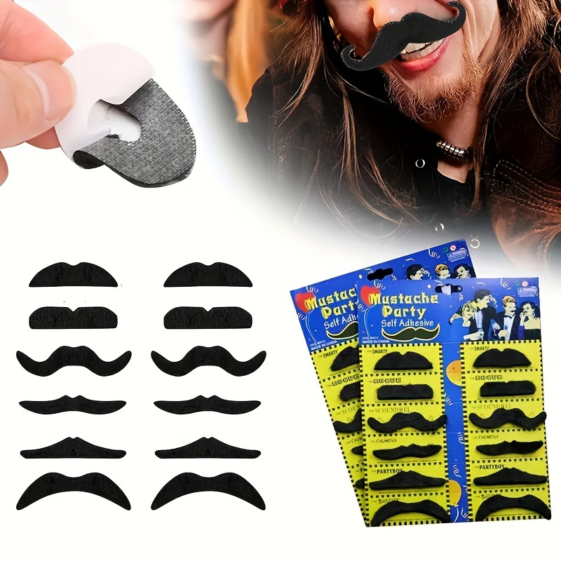 

24pcs /12pcs/6pcs Halloween Fake Mustache Self Adhesive 6 Designs Novelty Hairy Beard Costume Facial Hair For Christmas Party Supplies