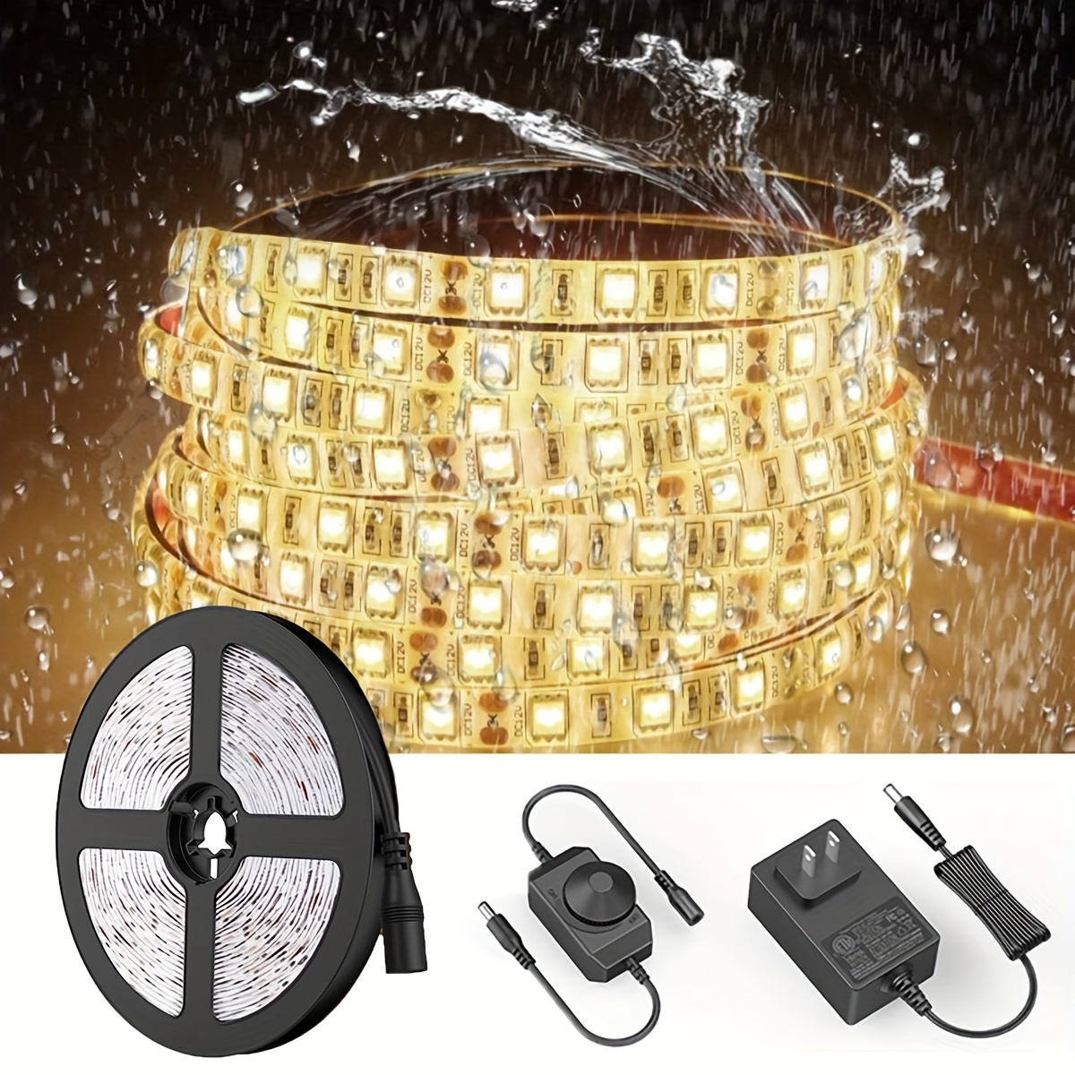 

16.4ft Dimmable Led Strip Light, 2835smd Led Flexible Rope Light, 600 Led Flexible Makeup Mirror Light, 12v Strip Rope Light For Bedrooms, Cabinets, And Kitchens