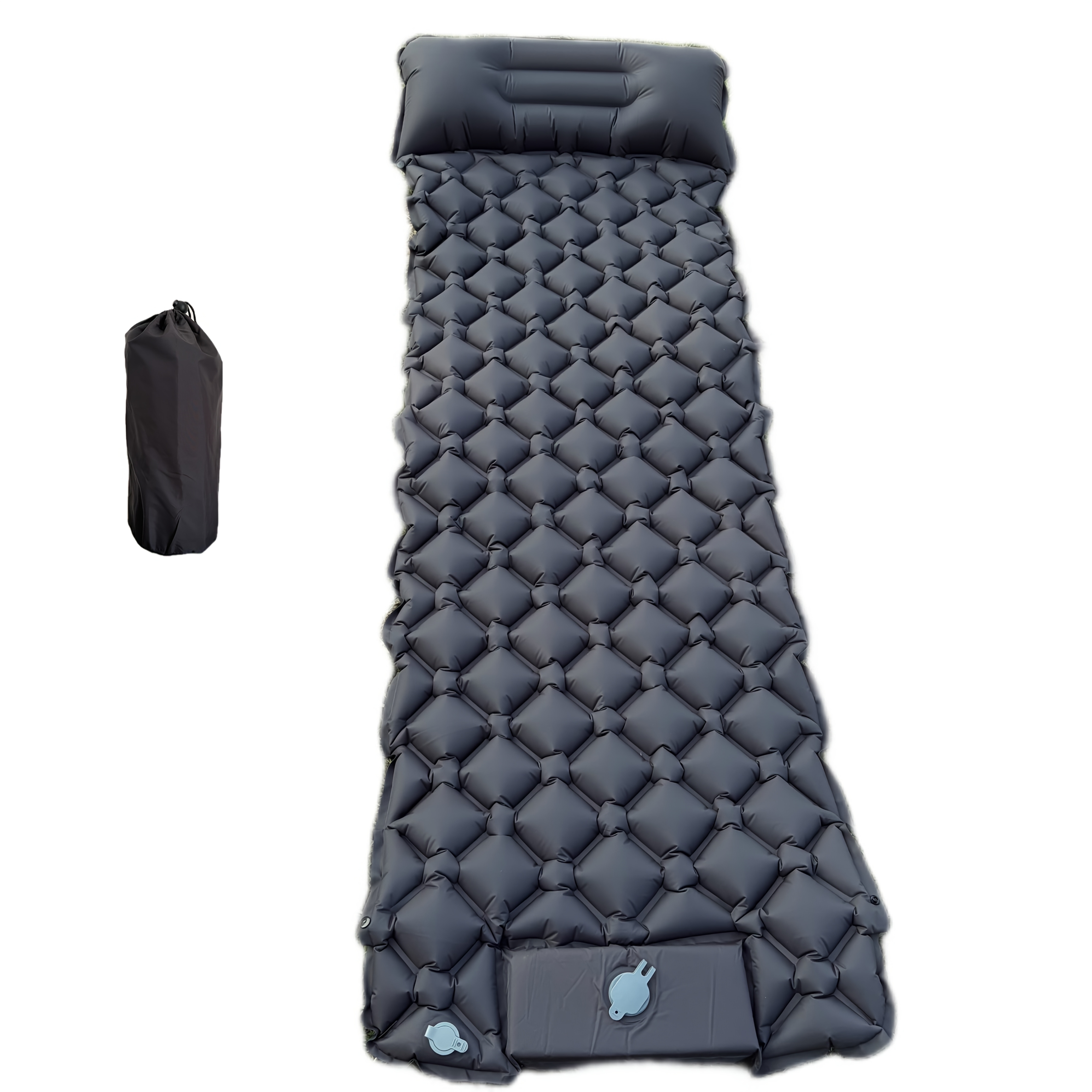 TEMU Colchoneta de camping auto-inflable de 600 bomba de pie incorporada para inflado fácil, diseño empalmable, parche de reparación, adecuada para