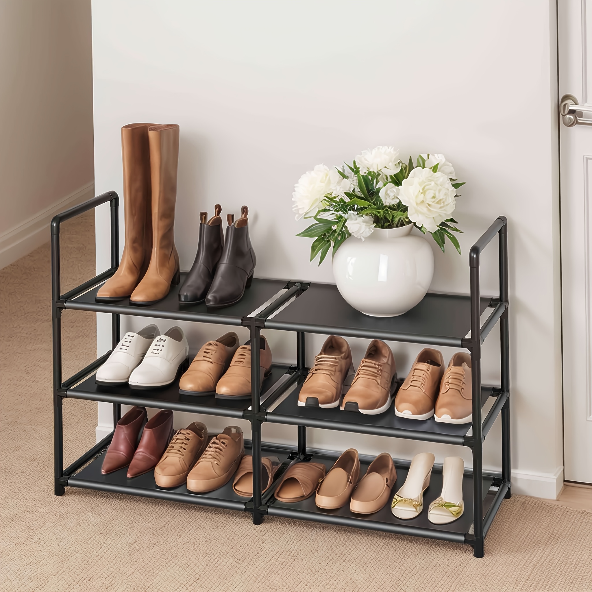 stackable 15 pair expandable shoe rack tier freestanding Temu