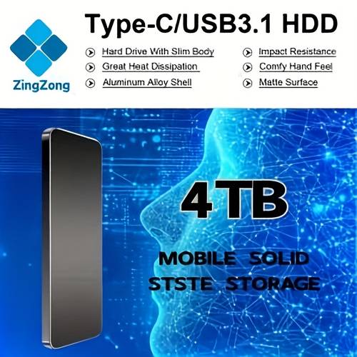 4tb mobile ssd high speed usb c portable external storage resistant aluminum alloy shell matte surface dissipation for pc laptop photos videos movies portable storage data transfer device aluminum alloy body