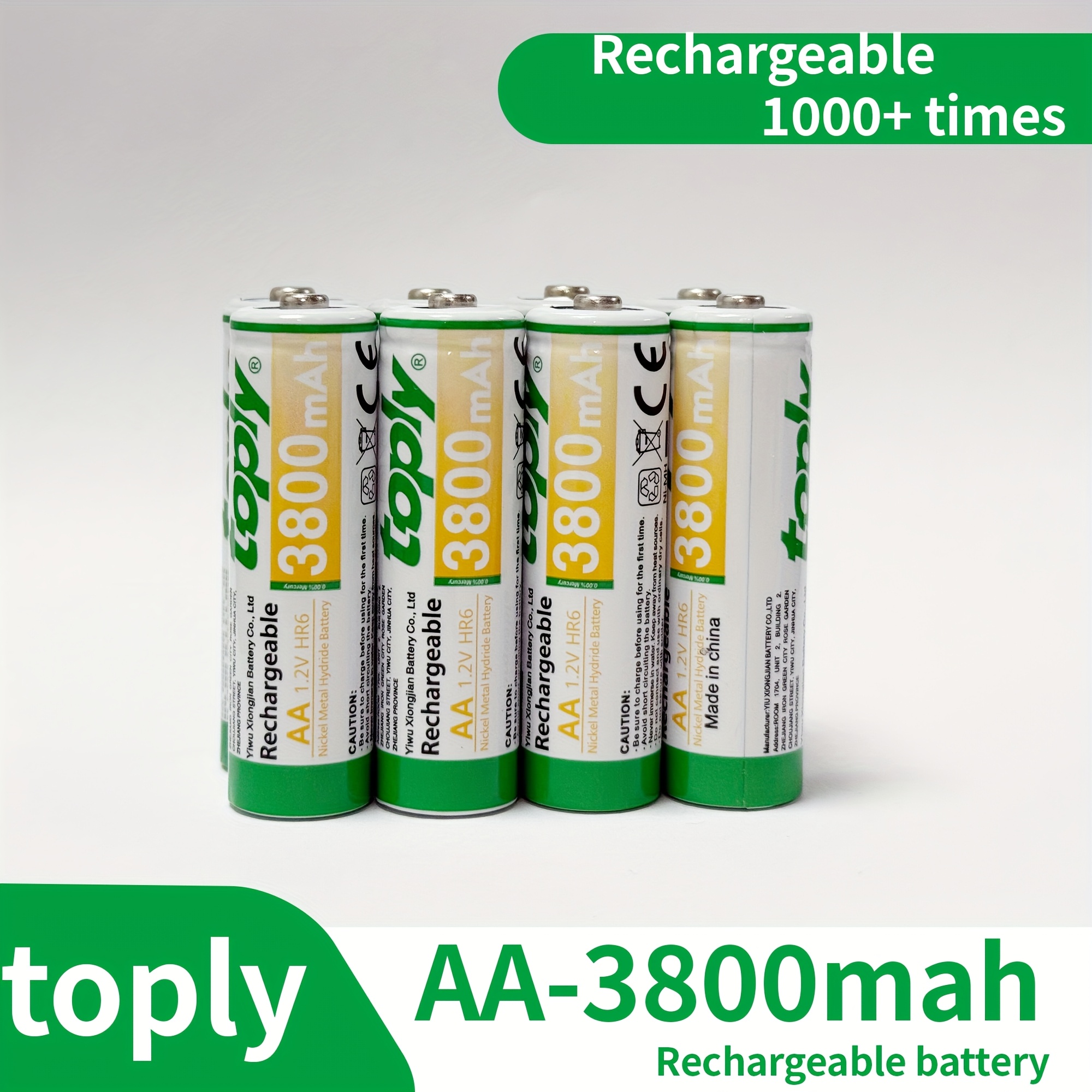 E-shop 2/4/8/16er Pack Toply AA Batterien Vorgeladen, Hochkapazität 3800mAh NiMH Wiederaufladbar, Geringe Selbstentladung 1,2V AA Batterien Großpackung
